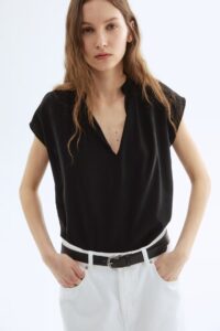 Mandarin collar blouse