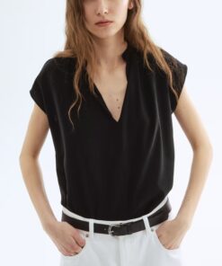 Mandarin collar blouse