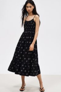 Pleated cotton camisole dress