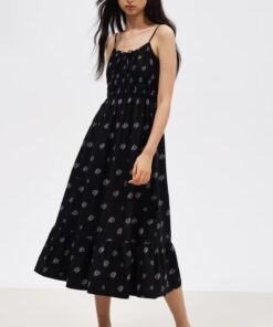 Pleated cotton camisole dress